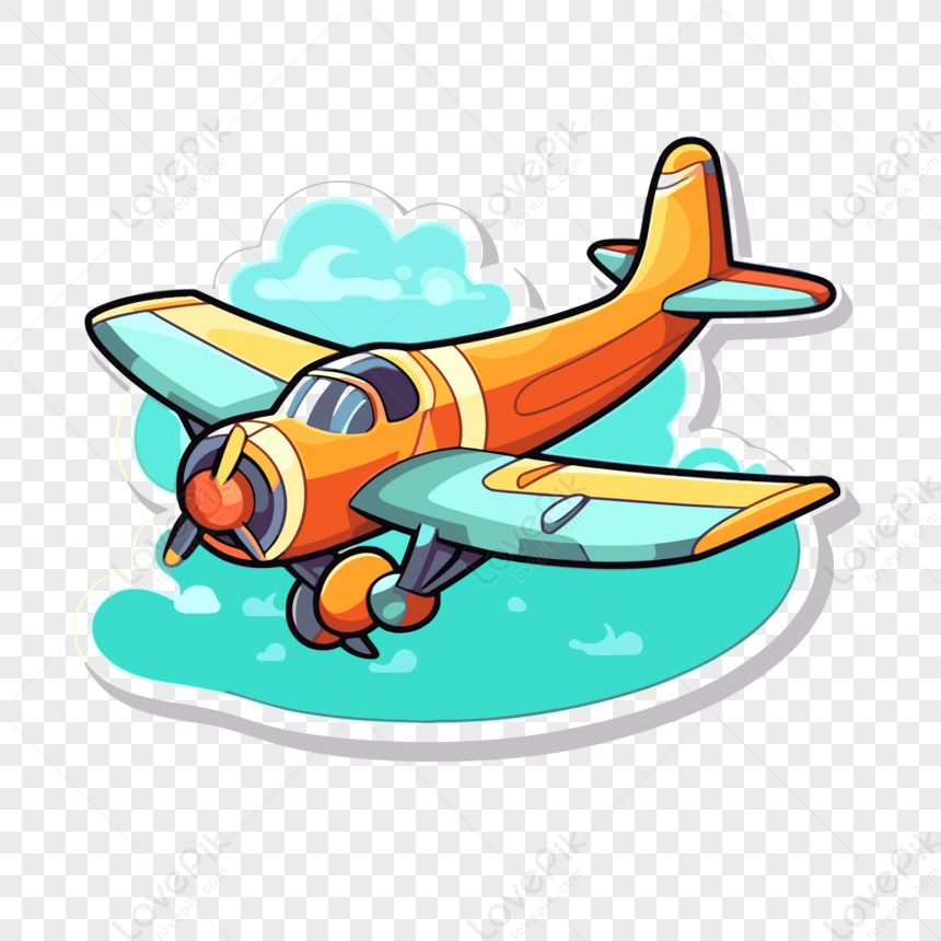 Um Adesivo De Avião De Desenho Animado Laranja E Azul Que Está Voando No Ar  Vetor,vetor De Avião,vôo PNG Imagens Gratuitas Para Download - Lovepik