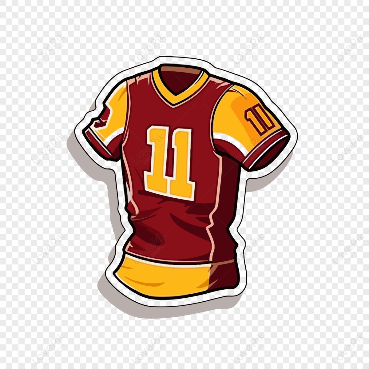 Yellow And Maroon Football Jersey Sticker Vector Clipart,yellow ...