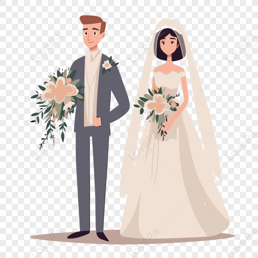 Adesivo Matrimonio sposa e lo sposo cartone animato 