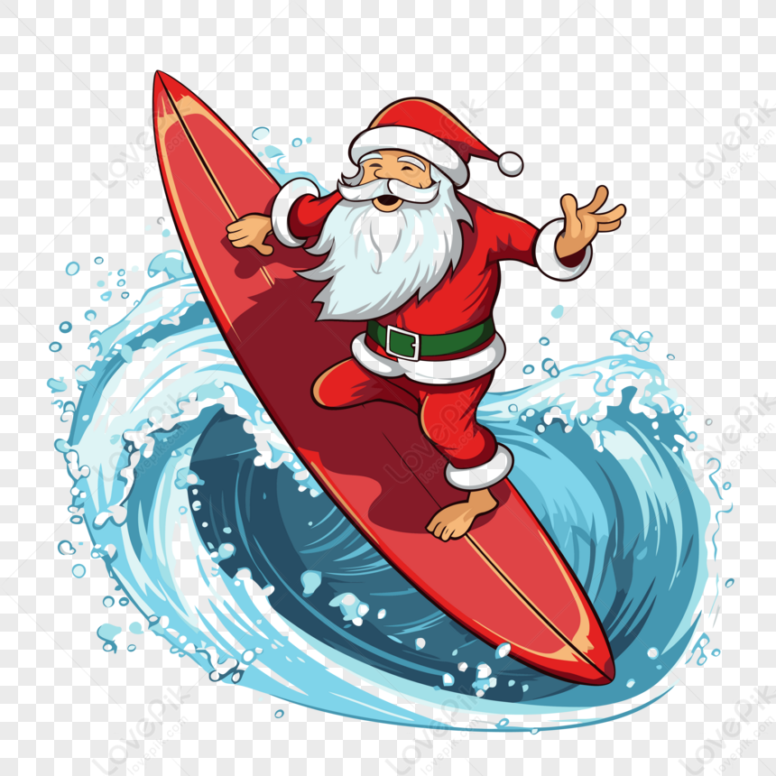 サーフィン サンタ クリップアート サーフボードに乗って サンタ ...