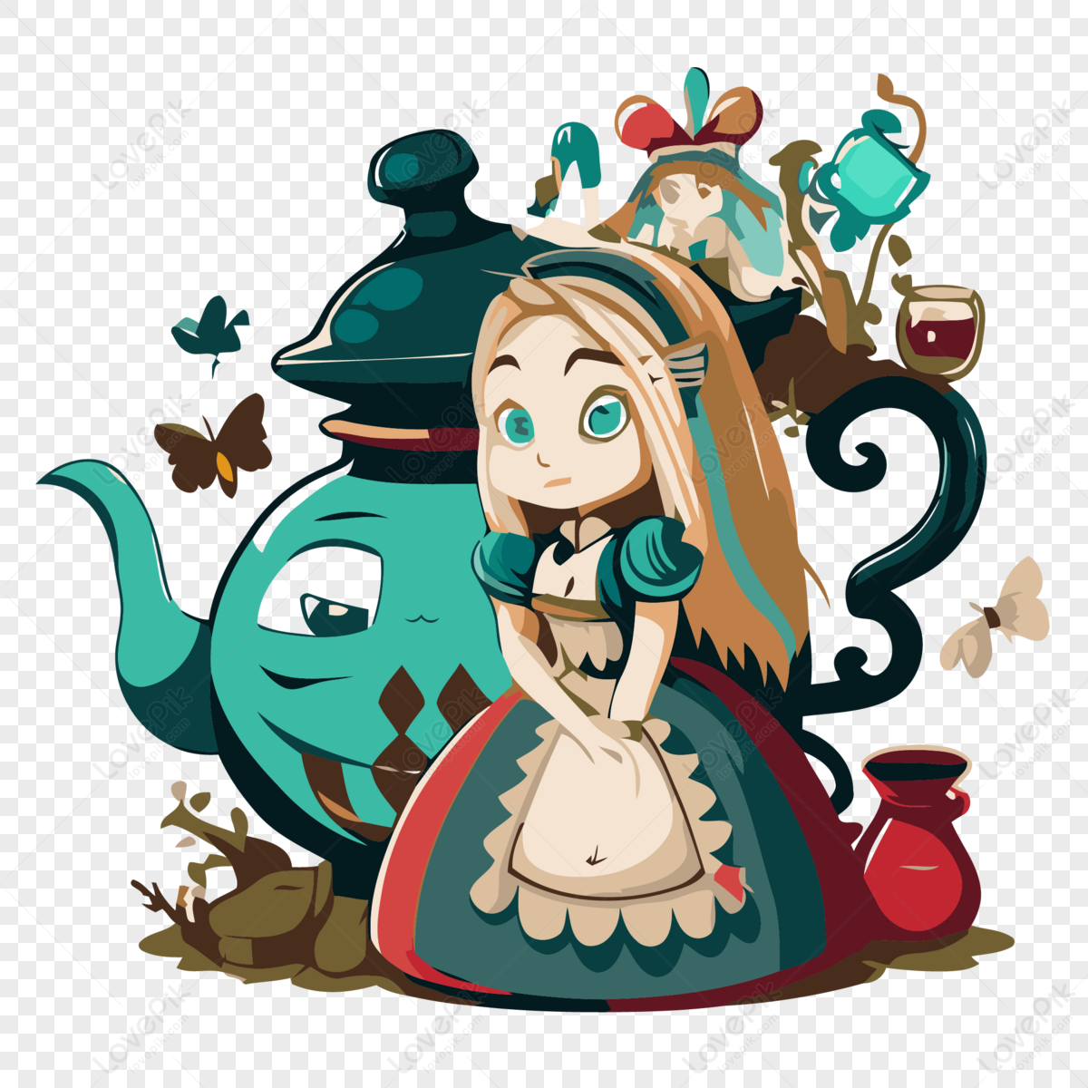 Alice And Wonderland Vector,alice In Wonderland,sticker,cartoon PNG ...