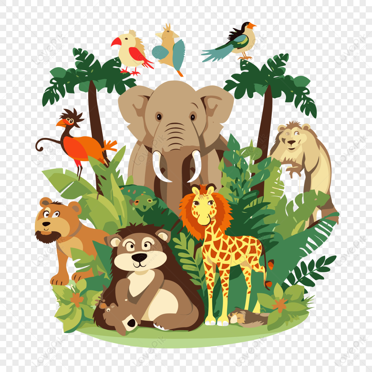 Free Jungle Animal Clipart Vector Wildlife Cartoon Of Animals In The ...