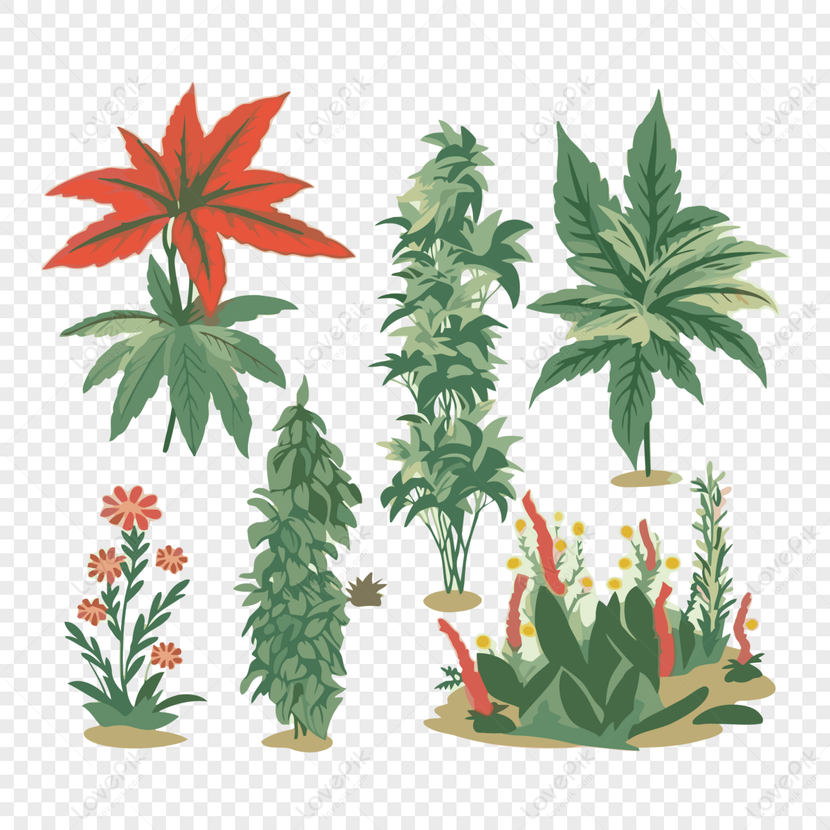 Marijuanas Plants Clipart Various Types Of Plants Are Shown Cartoon