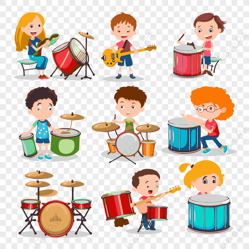 Bambini che suonano la batteria 