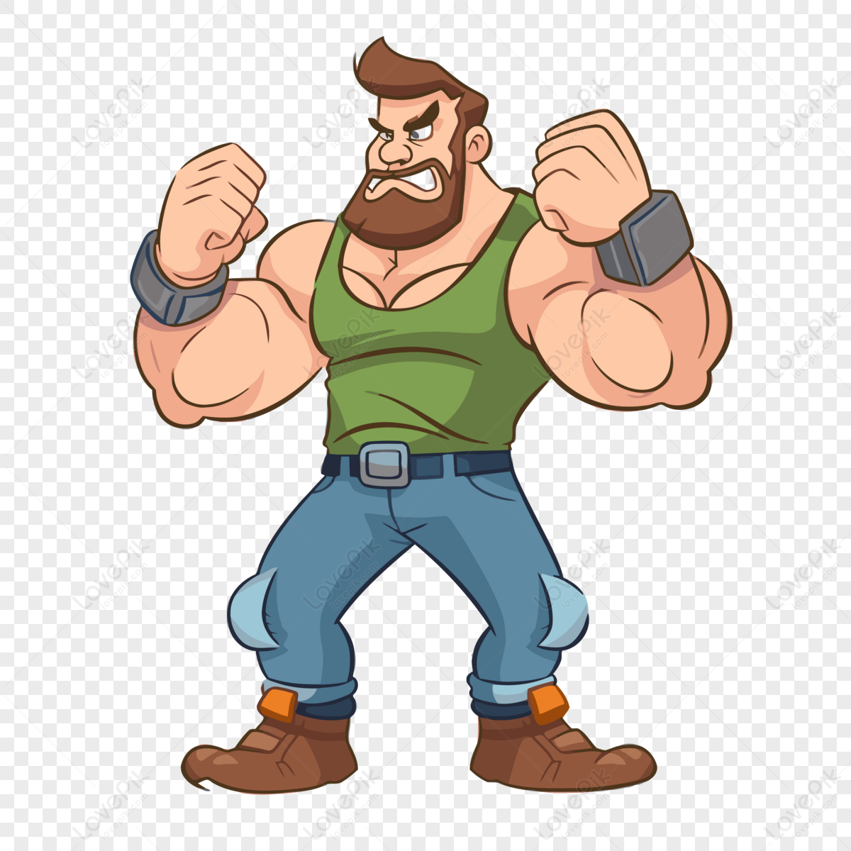 Strong Clipart Beardy Cartoon Character Strong Vector,characters Free ...