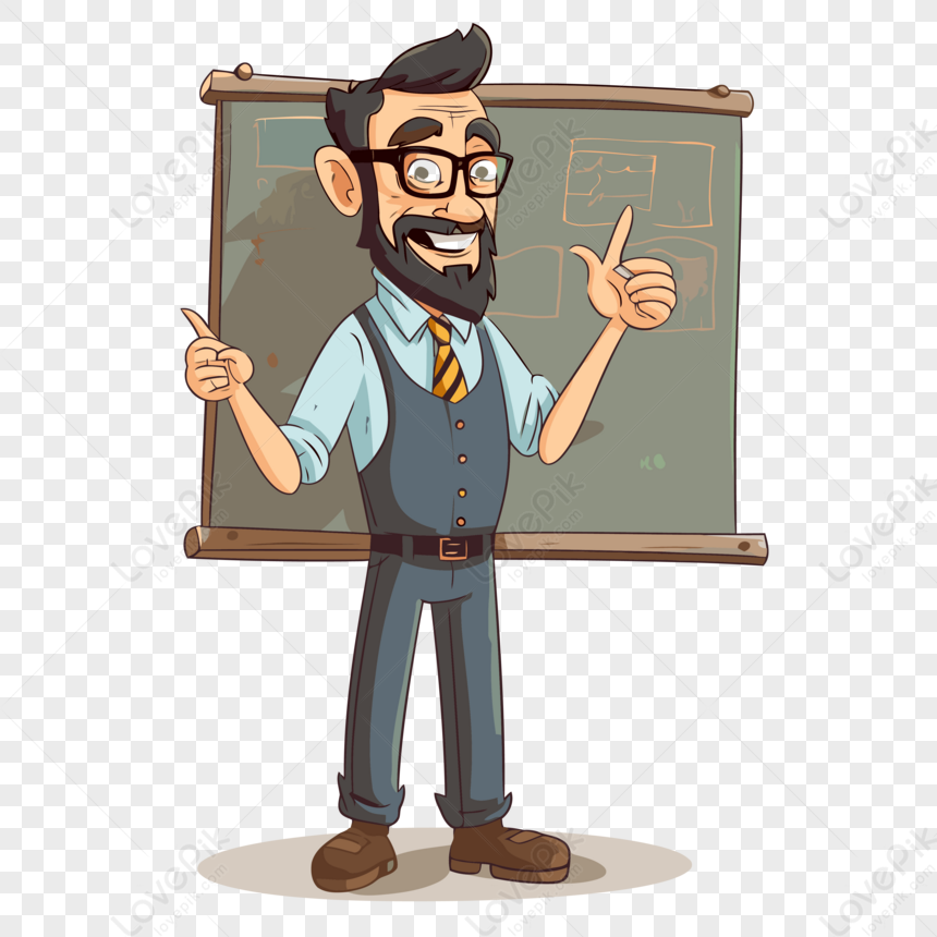 Teach Clipart Cartoon Teacher Cartoon Illustration With Cartoon Man And ...