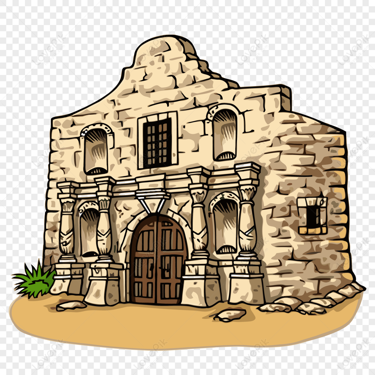 The Alamo Clipart An Old Style Texas Building With A Clipart Cartoon ...