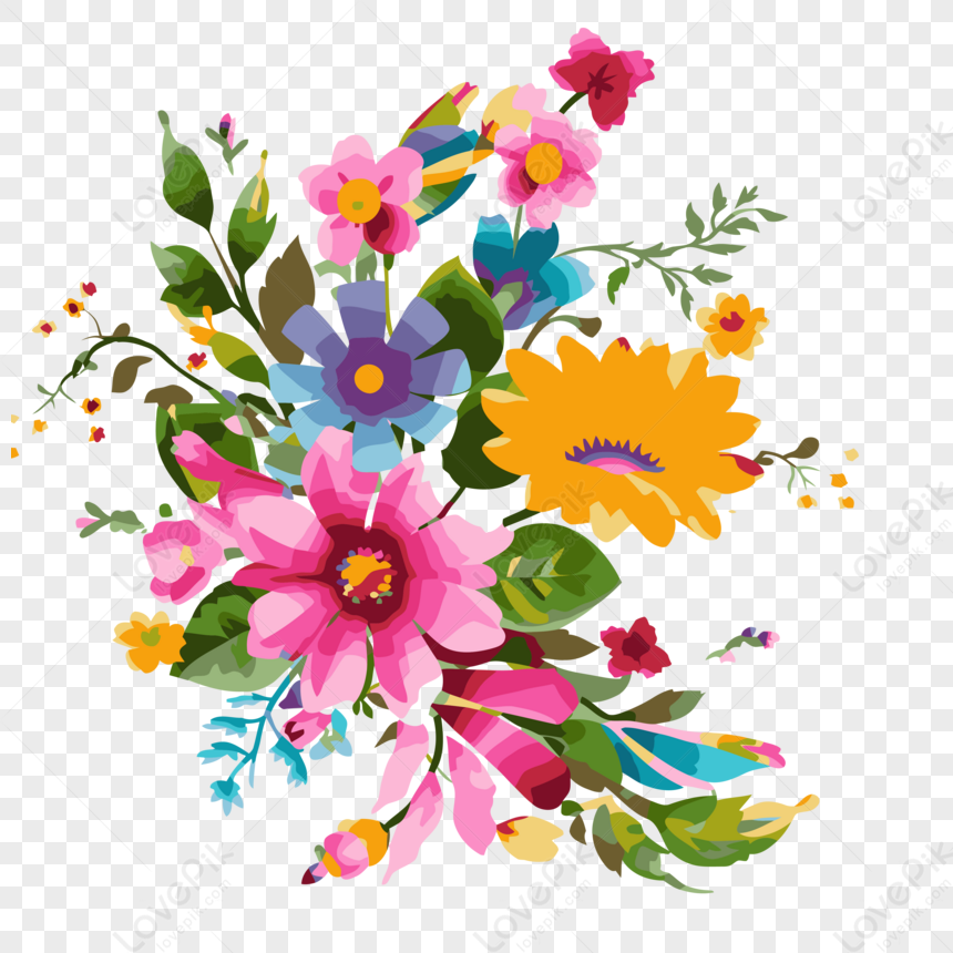 Vetor Floral Multicolor Com Png Transparente PNG Imagens Gratuitas