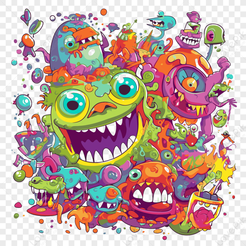 Wacky Tacky Clipart Funny Monsters With Mouths In A Colorful Art Design ...