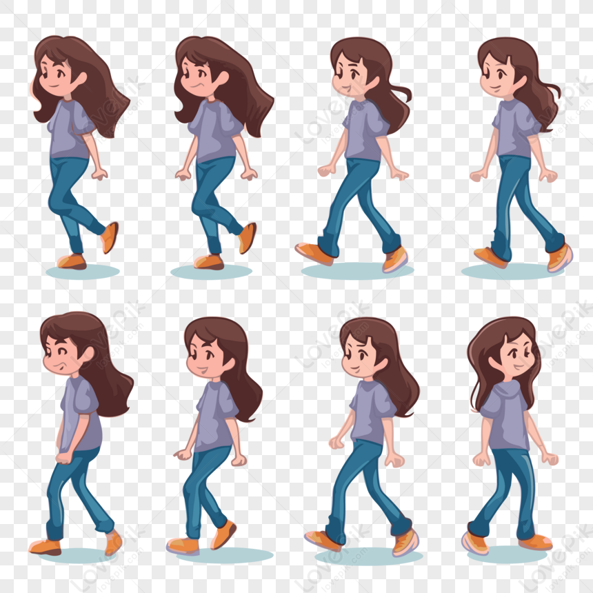 Premium PSD | 3d young character poses 3d character walking on isolated  background png