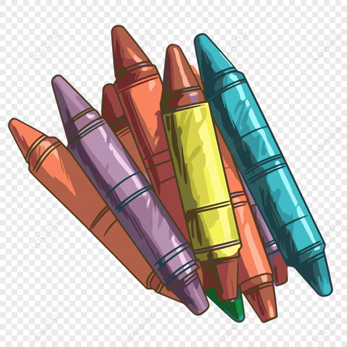 Color Crayons Clipart Coloring Crayons Vector Isolated On White Cartoon ...