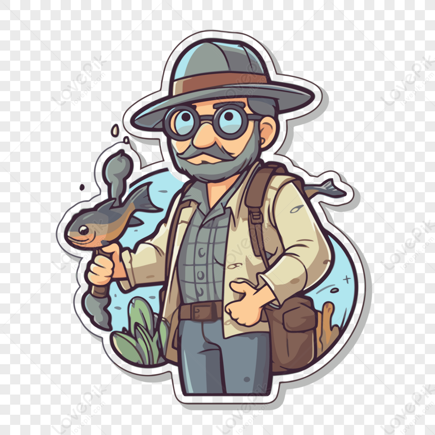 Sticker Of A Character Holding A Fishing Pole Vector Clipart,costume Hat,fishing  Poles PNG Transparent Background And Clipart Image For Free Download -  Lovepik