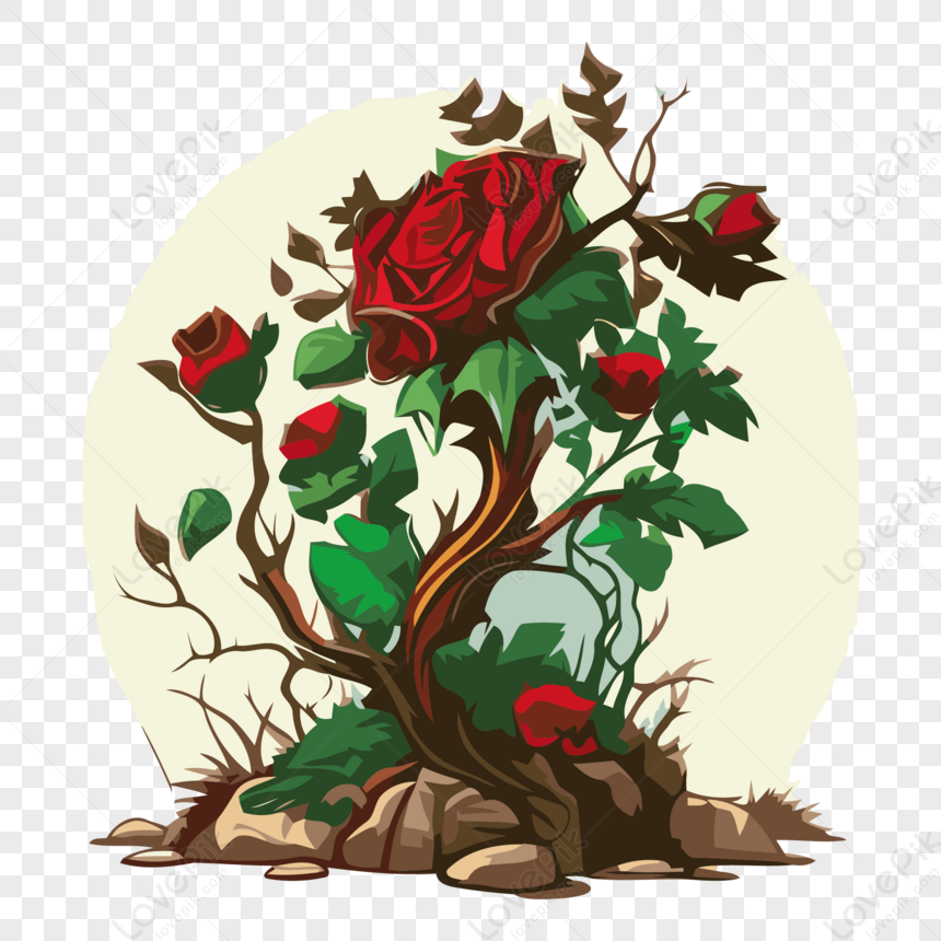 An Illustration Of A Rose Tree With Roots Vector Clipart,illustration ...