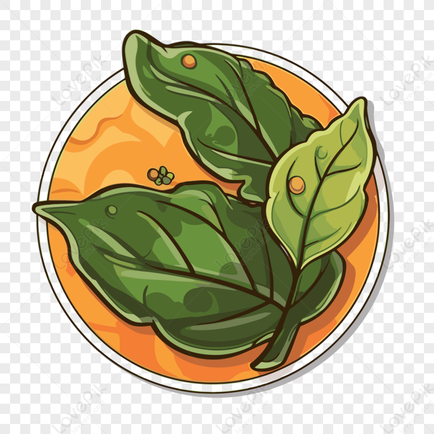 Basil Leaf With Orange Clover In The Circle Vector Clipart sticker