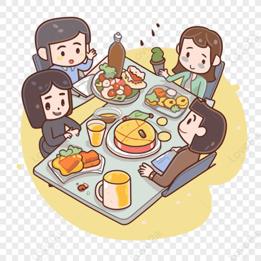 enfants en train de manger un déjeuner clipart