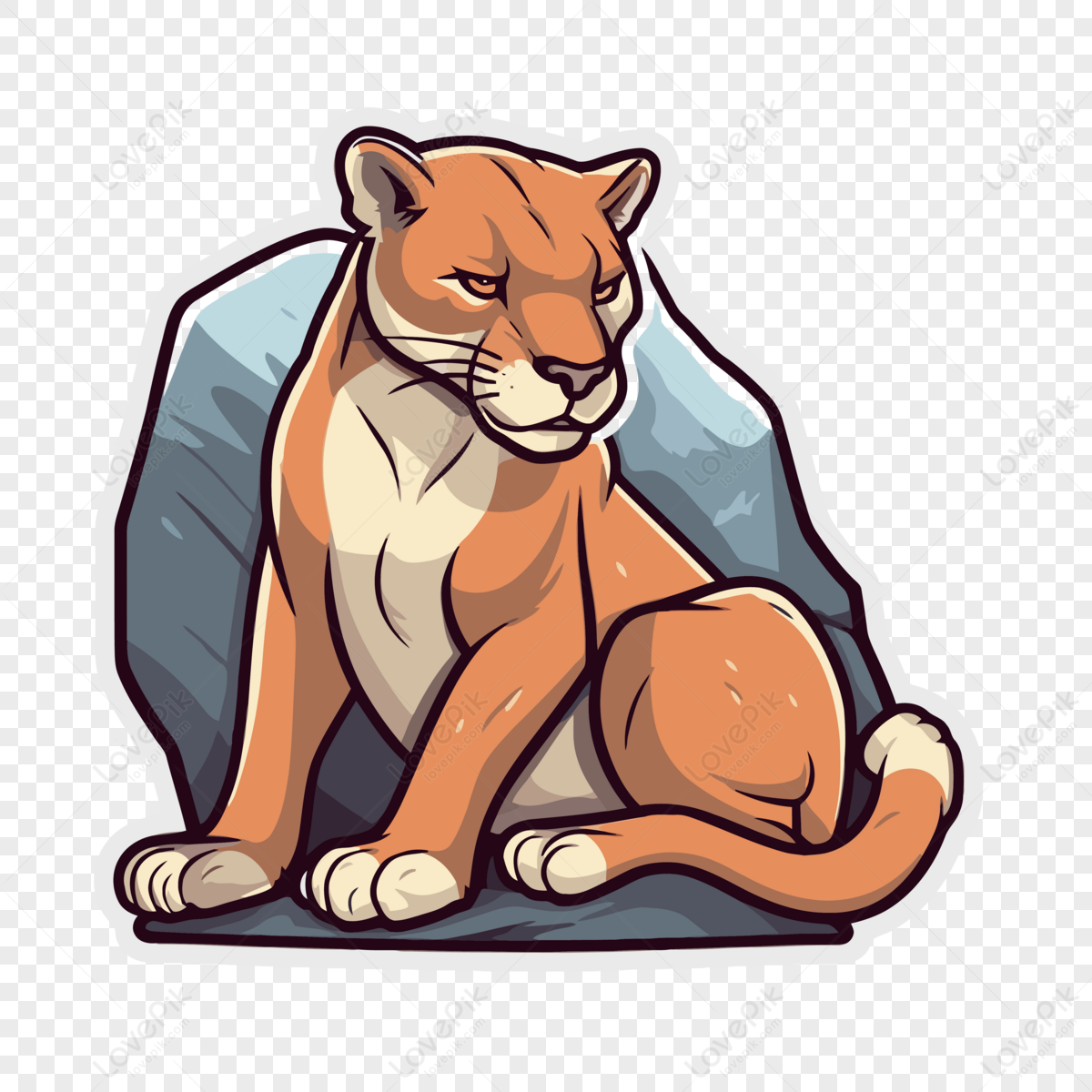 Puma De Dibujos Animados Sentado En Una Roca Vector PNG Imágenes Gratis ...