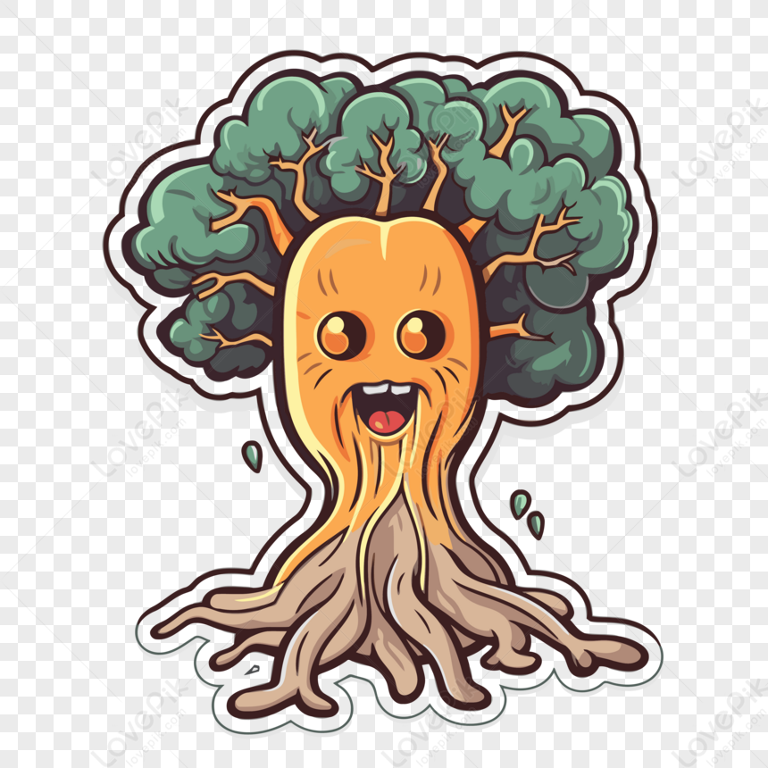 arbre fruitier avec des racines clipart