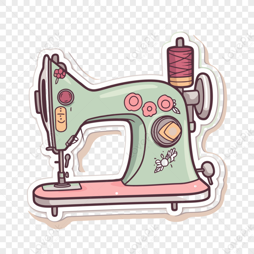 Baixe Desenho Colorido de uma Máquina de Costura Antiga PNG
