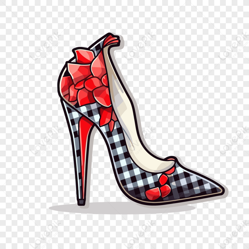 Photo de Chaussure a Talon Haut Avec Noeud Rouge Et Carreaux Vichy Vecteur arc De Vecteur rouge talons aiguilles dessin anime Graphique images free download Lovepik 380622207