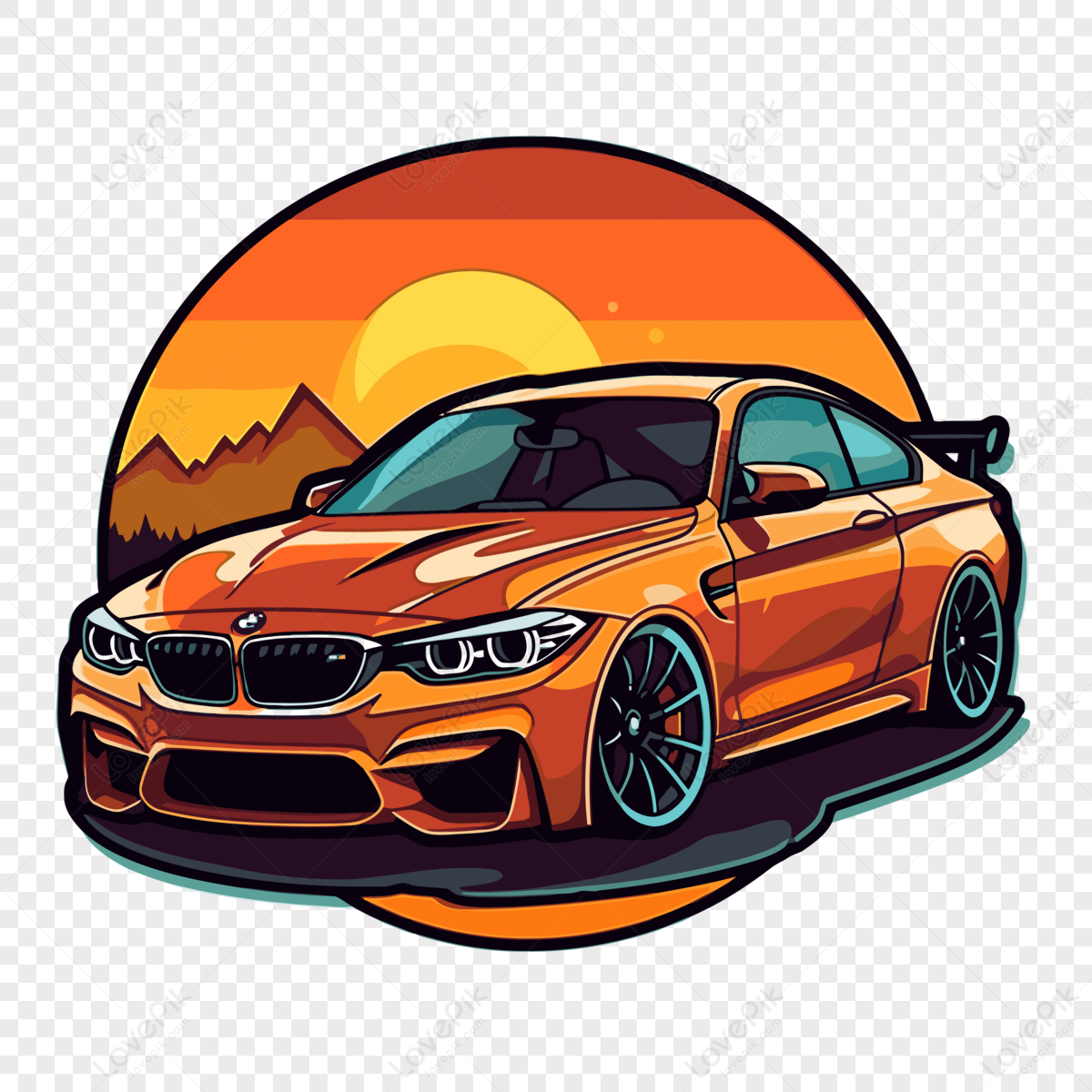 Orange And Black Bmw M4 Car Vector Emblem Clipart,cartoon,bmw Cars PNG ...