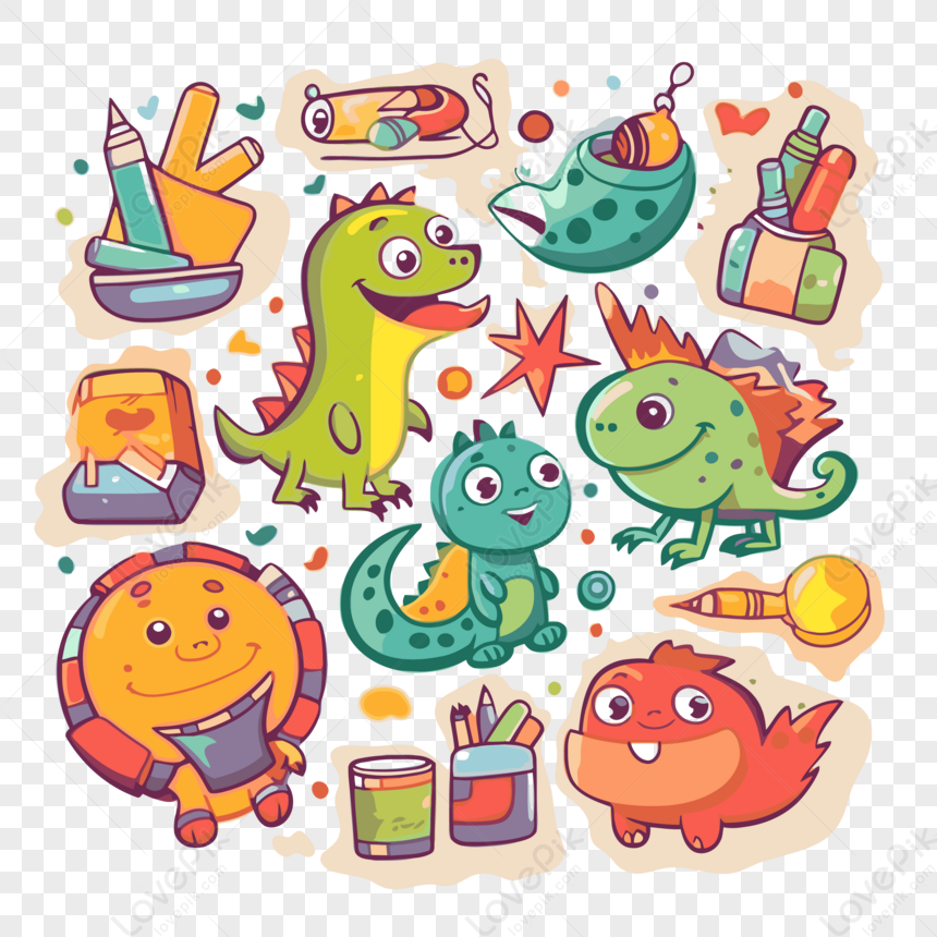 Conjunto De Dinossauros De Desenhos Animados Coloridos E Material De Arte  Clipart Vetor,desenho Animado Colorido,arte Vetorial,desenho Animado PNG  Imagens Gratuitas Para Download - Lovepik