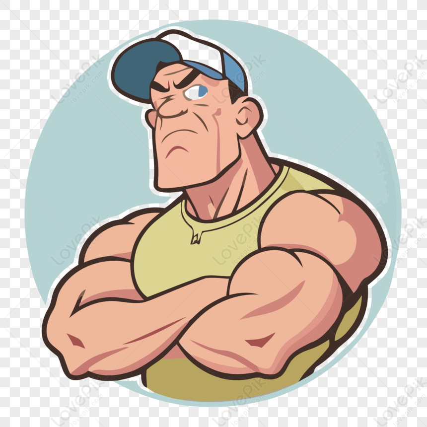 Baixe Desenho animado de fitness - Homem musculoso e atraente PNG