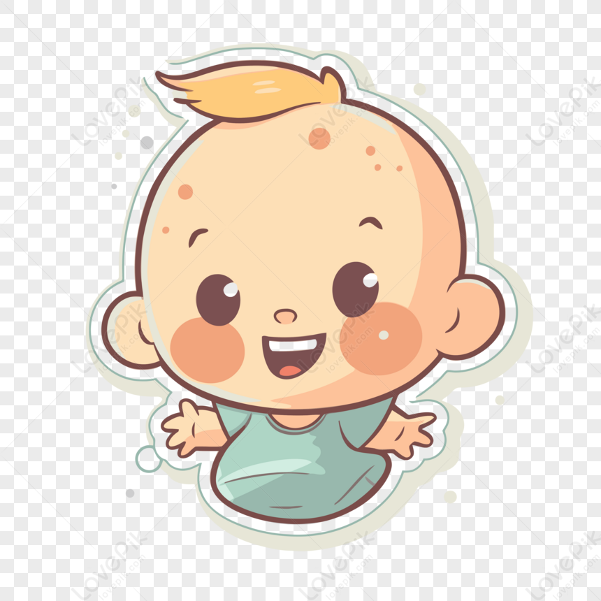 Adesivo De Bebê De Desenho Animado Com Clipart De Rosto Sorridente
