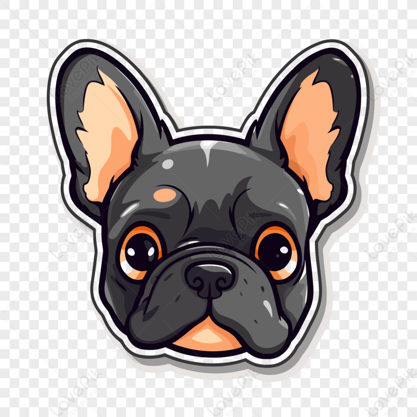 tête de bouledogue de dessin animé mignon