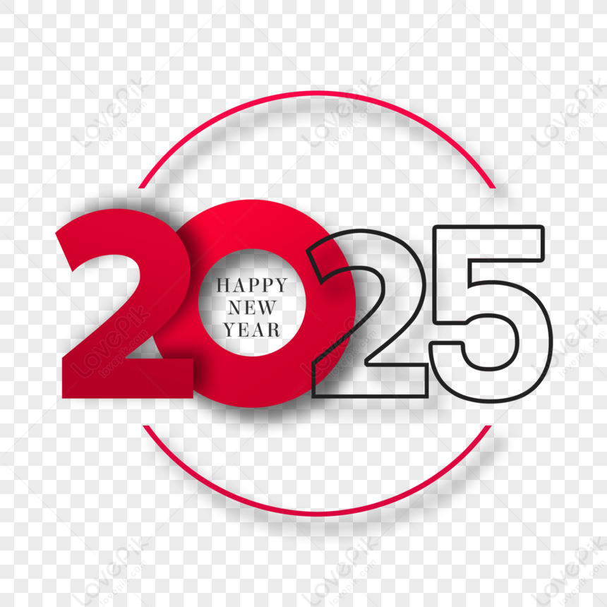 2025 New Year Artistic Word Red Gradient PNG Image Free Download And