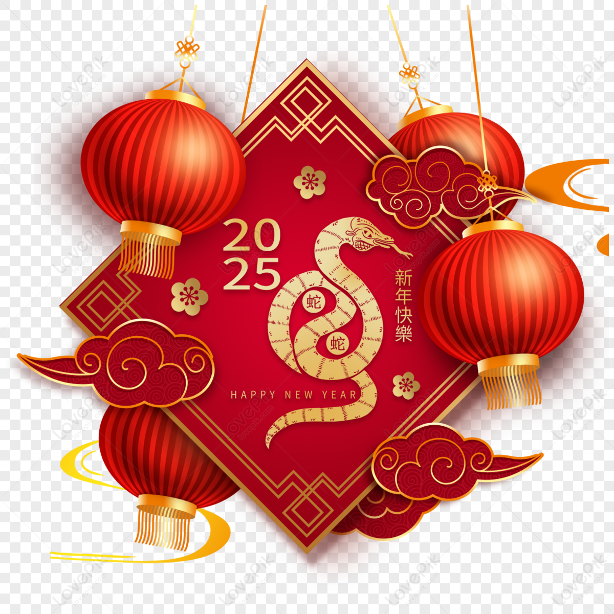 Chinese Spring Festival Year Of The Snake Fashion 2025 PNG White Transparent And Clipart Image