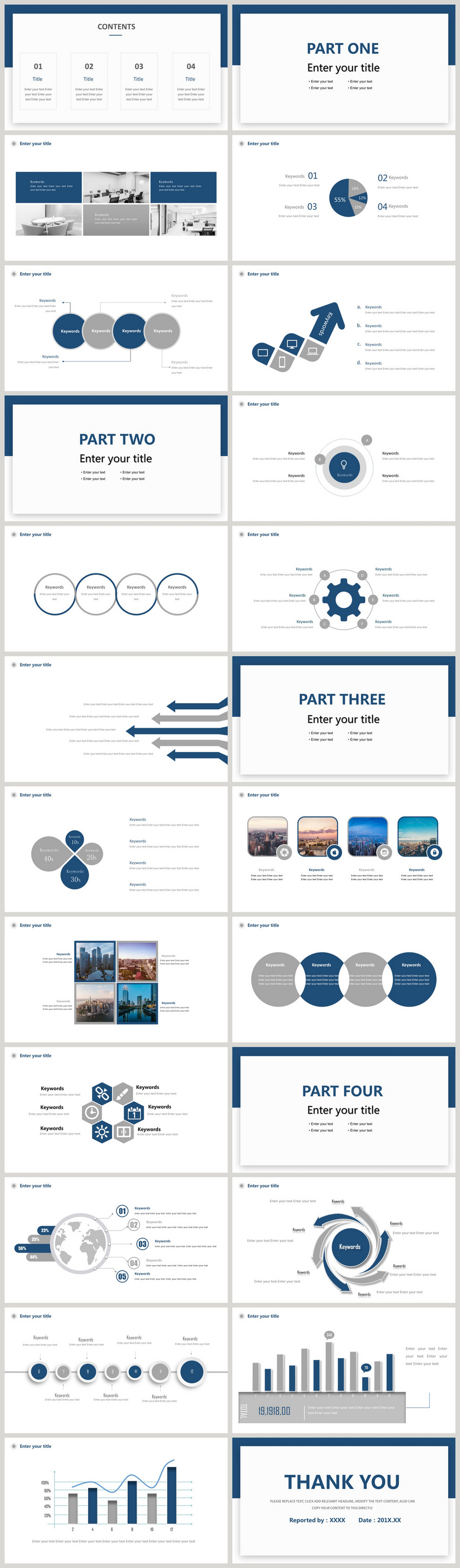 Minimalist brief blue business report summary ppt template powerpoint