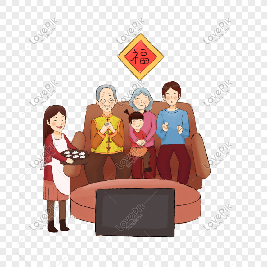 2019 Spring Festival Red Happy Family Portrait, 2019, Year Of The Pig ...