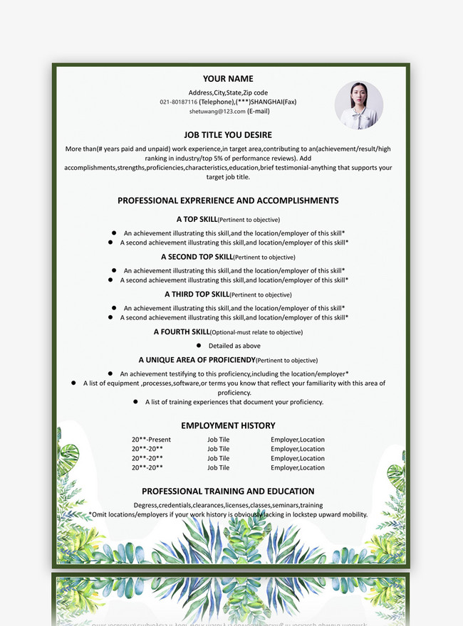 resume template english