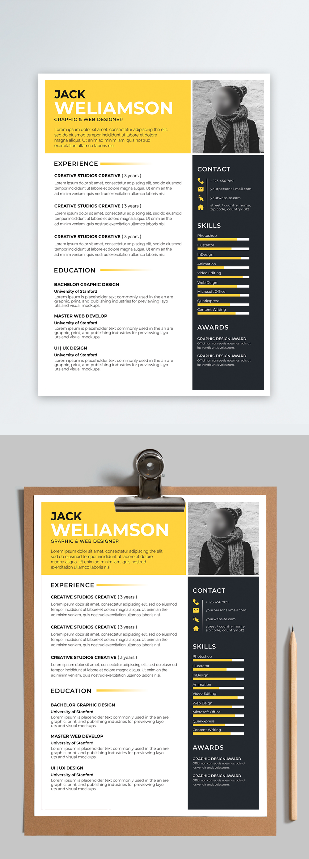 Yellow professional resume cv image_picture 450032848_lovepik.com free ...